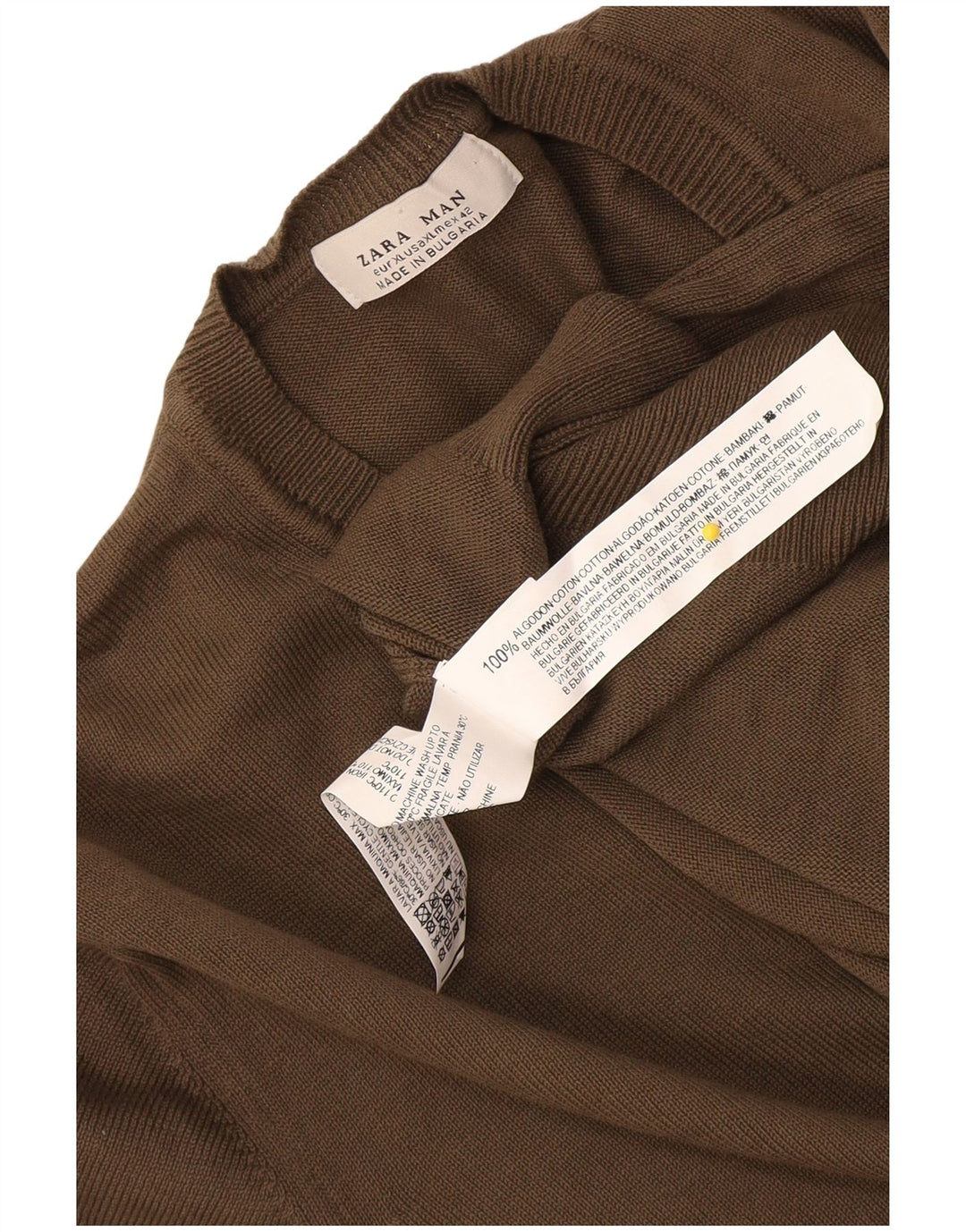 Zara Herre V-hals sweater XL Khaki Bomuld
