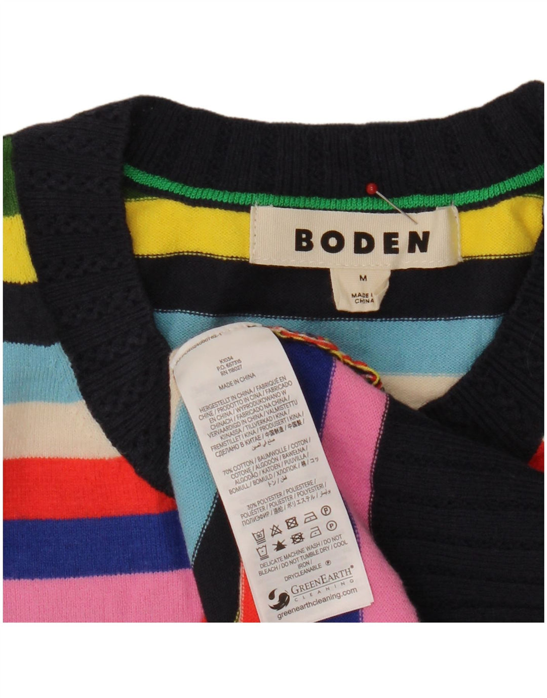 Boden Dame Crew Neck Jumper Sweater UK 14 Medium Flerfarvet Stribet