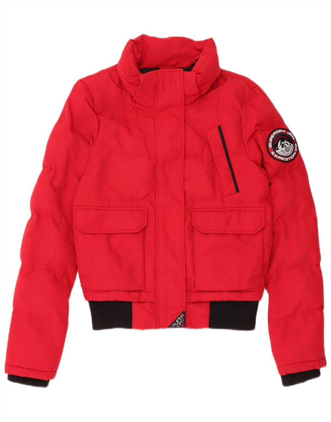 Superdry oversize polstret jakke til kvinder UK 8 Lille rød Colourblock Nylon