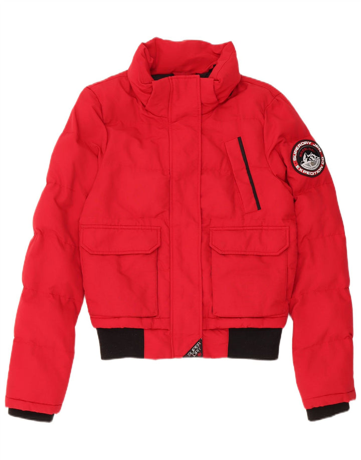 Superdry oversize polstret jakke til kvinder UK 8 Lille rød Colourblock Nylon