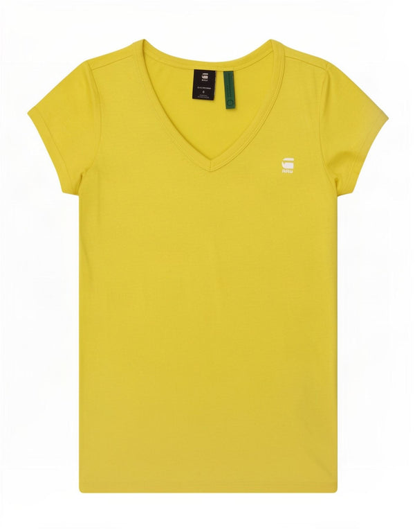 G-Star Dame Kortærmet Almindelig T-Shirt Top UK 10 Lille Gul Bomuld