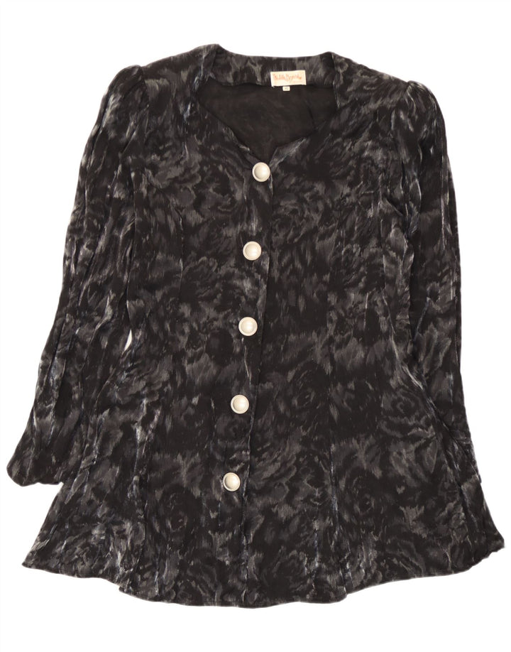 Michele Boyard Dame Longline skjortebluse EU 40 Medium Black Floral
