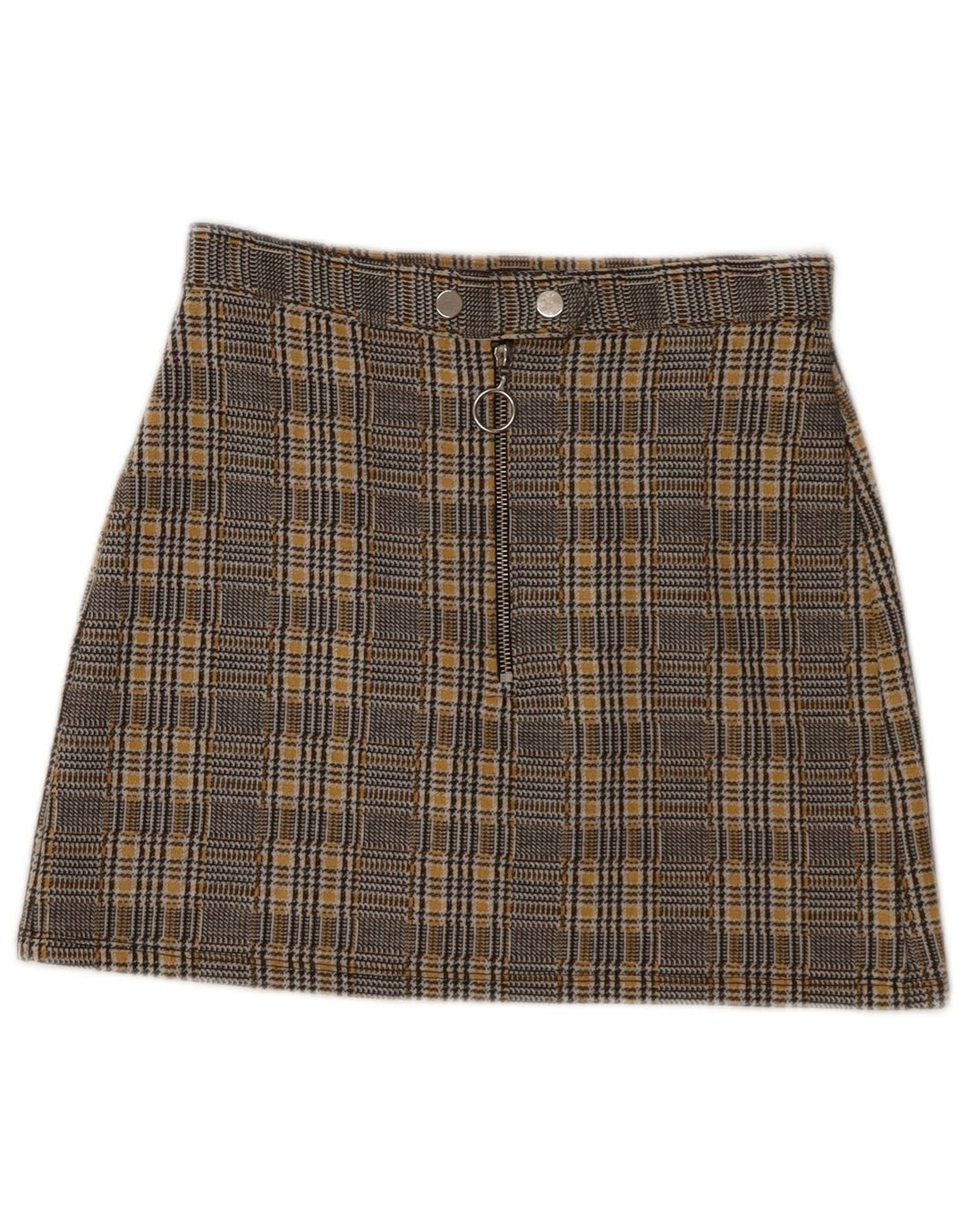 Topshop Dame Mini Nederdel UK 8 Small W28 Grå Plaid Polyester