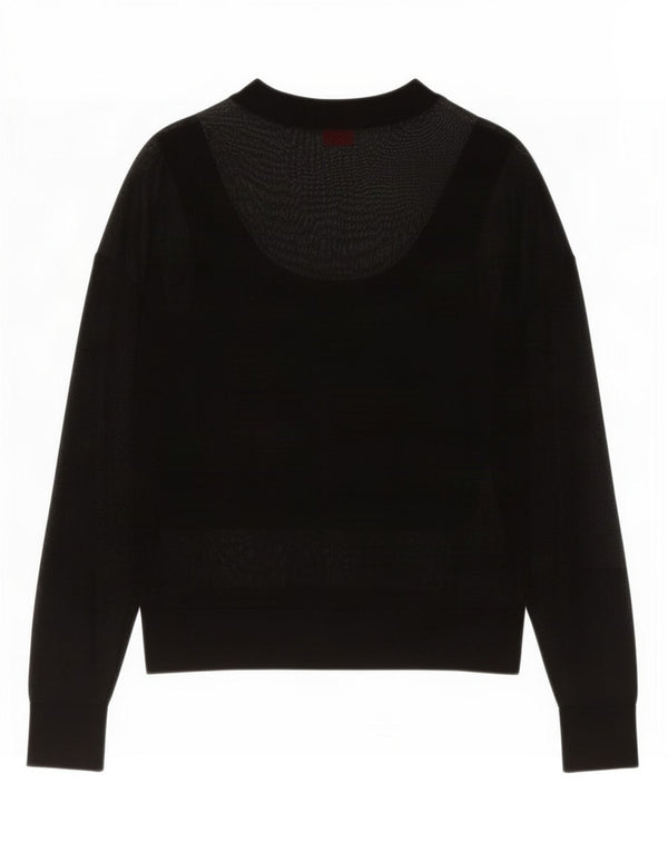 Hugo Boss Womens Top Long Sleeve UK 14 Medium Black