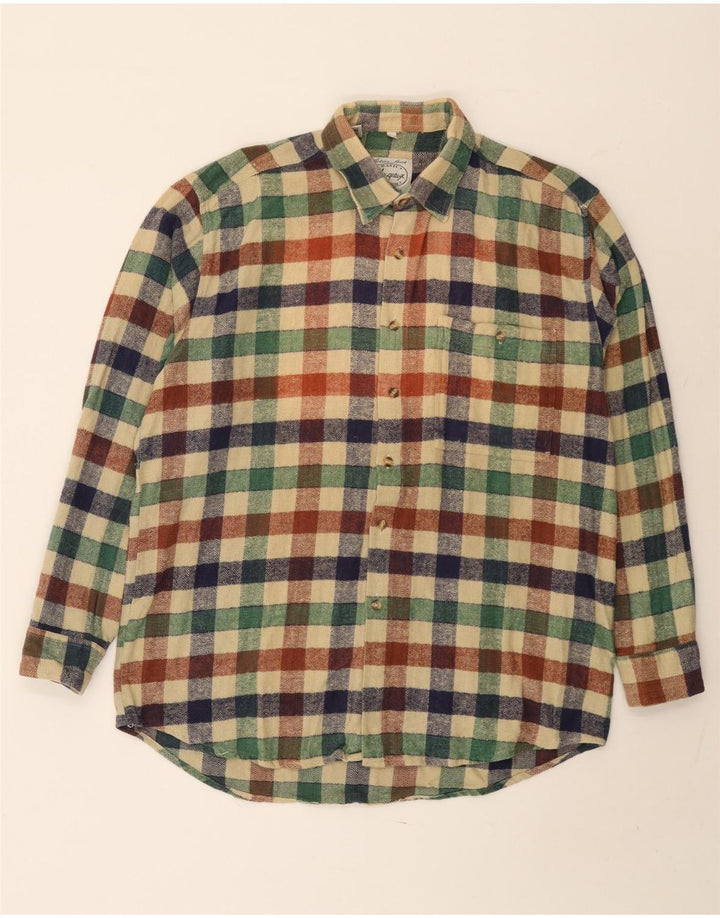 Vintage herre flannel skjorte størrelse 41/42 Stor flerfarvet ternet bomuld