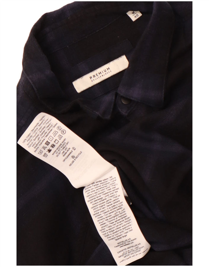 JACK & JONES Flanellskjorte herre str. 40 Medium Navyblå ternet bomuld