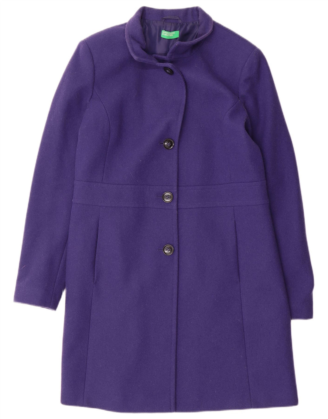 Benetton Dame Overfrakke UK 14 Stor Lilla Uld