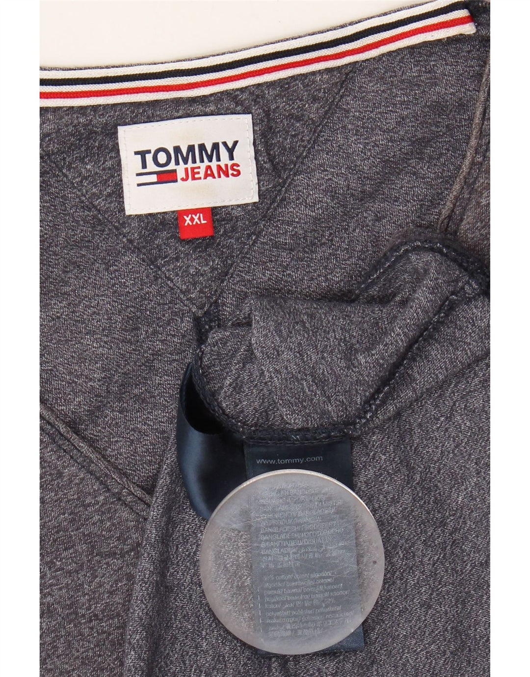 TOMMY HILFIGER Mens T-Shirt Top 2XL Grey Cotton Vintage Tommy Hilfiger and Second-Hand Tommy Hilfiger from Messina Hembry 