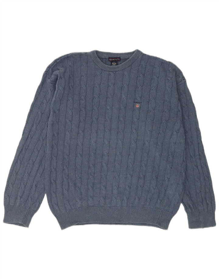 Gant herre rund hals sweater stor blå bomuld