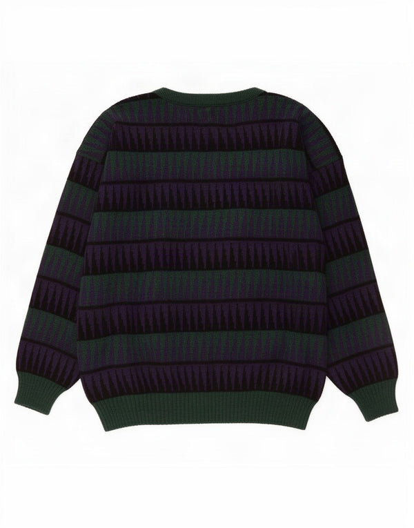 Vintage herre cardigan sweater stor grøn geometrisk