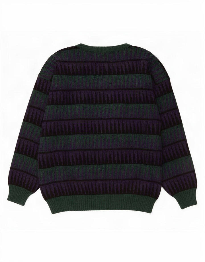 Vintage herre cardigan sweater stor grøn geometrisk