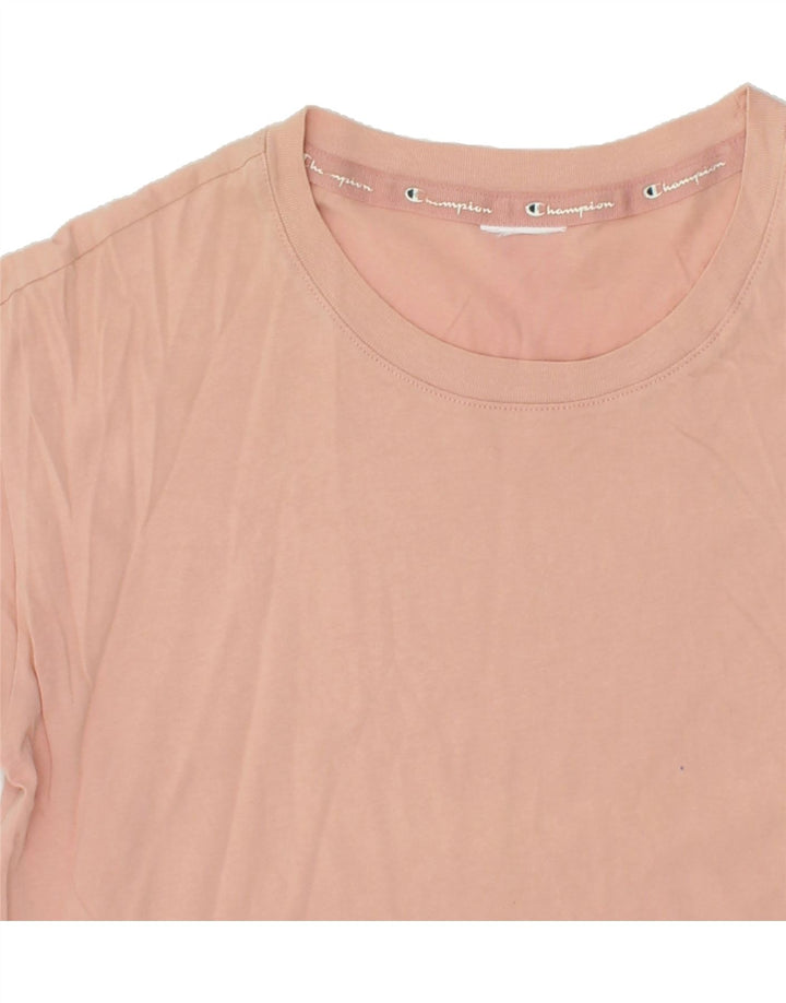 CHAMPION Womens Crop Graphic T-Shirt Top UK 14 Medium Pink Vintage Champion and Second-Hand Champion from Messina Hembry 