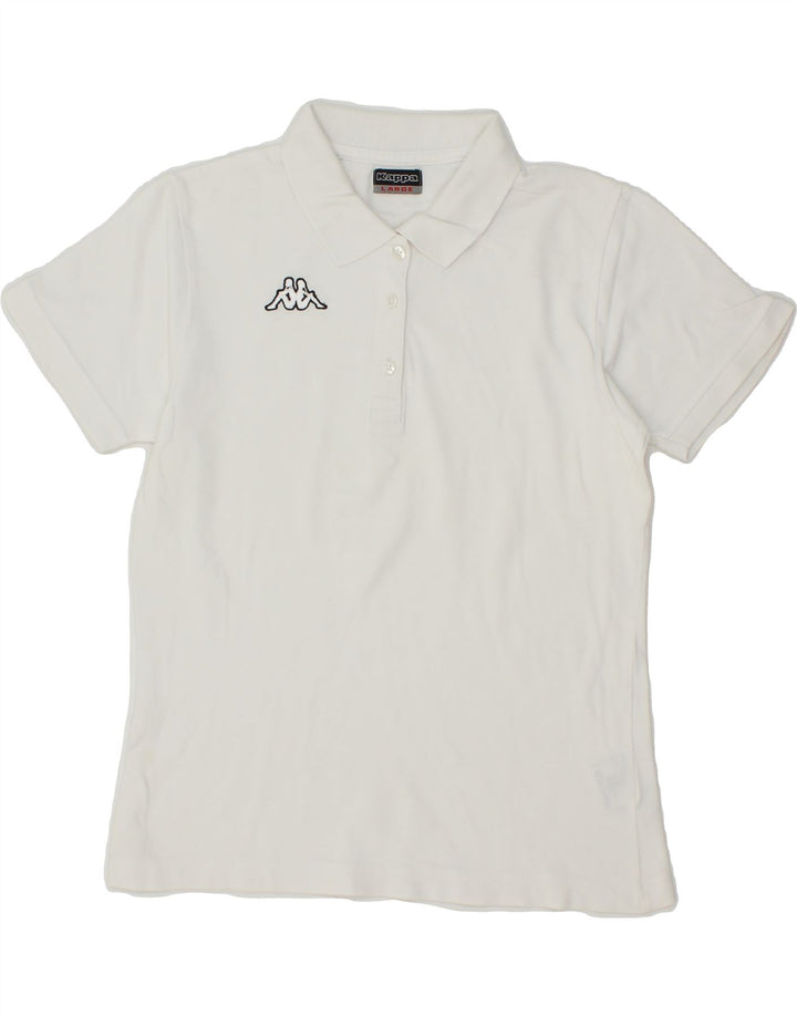KAPPA Womens Polo Shirt UK 14 Large White Cotton Vintage Kappa and Second-Hand Kappa from Messina Hembry 
