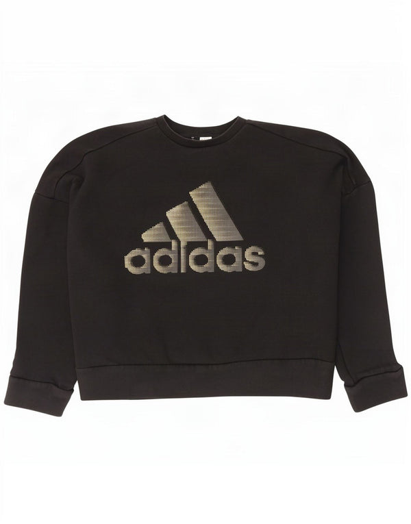 Adidas Dame Grafisk Oversized Sweatshirt Jumper UK 20/22 XL Sort Bomuld