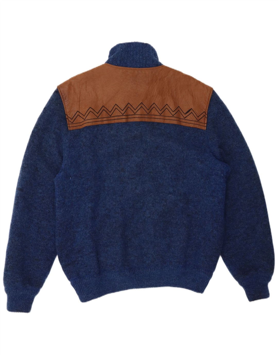 LAMBERS Herre Cardigan Sweater Stor Blå Colourblock Uld