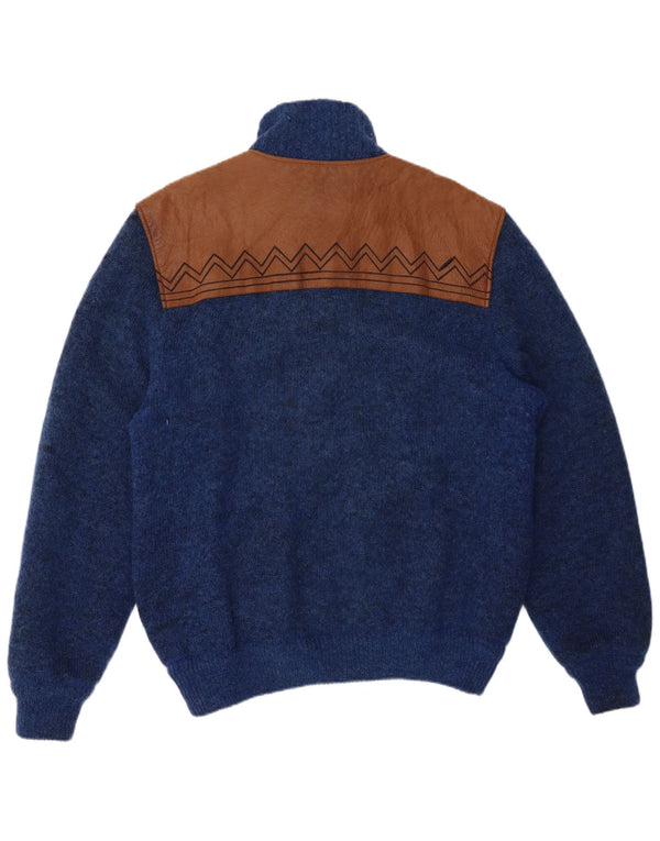 LAMBERS Herre Cardigan Sweater Stor Blå Colourblock Uld