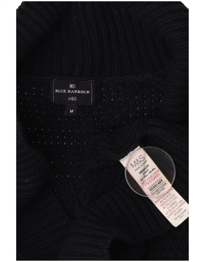 MARKS & SPENCER Herre cardigan sweater Medium marineblå bomuld