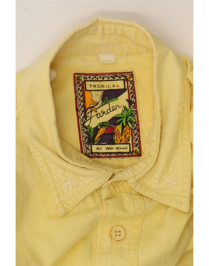 VINTAGE Mens Graphic Short Sleeve Shirt Medium Yellow