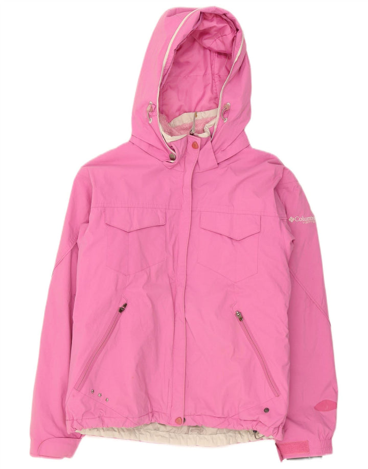 Columbia Regnjakke med hætte til kvinder UK 14 Medium Pink Nylon