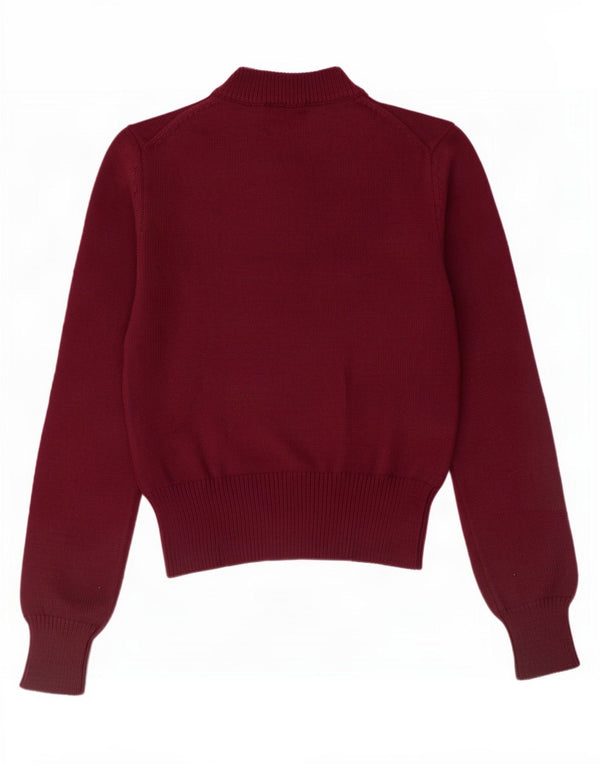 Zara Womens Crop Turtle Neck Jumper Sweater UK 12 Medium Burgundy