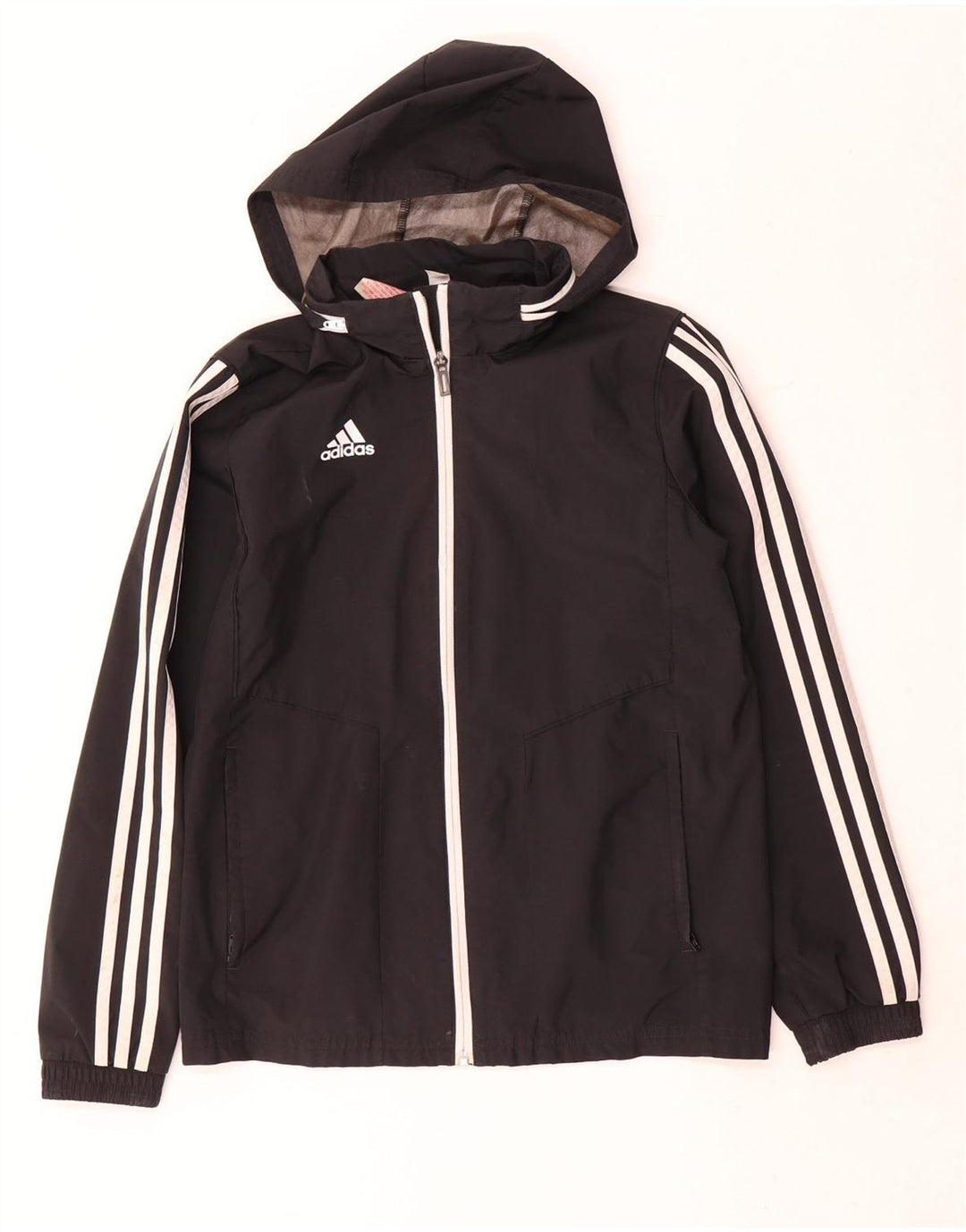 Adidas Regnjakke med hætte til drenge 11-12 år Sort polyester
