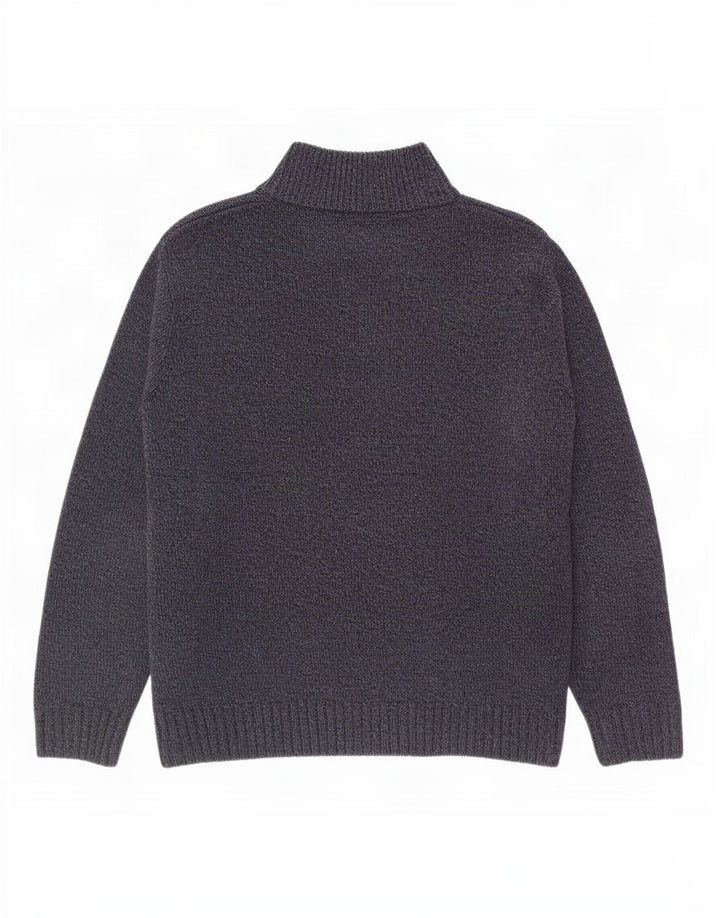 Marks & Spencer Herre Button Neck Jumper Sweater Large Navy Blue Flecked