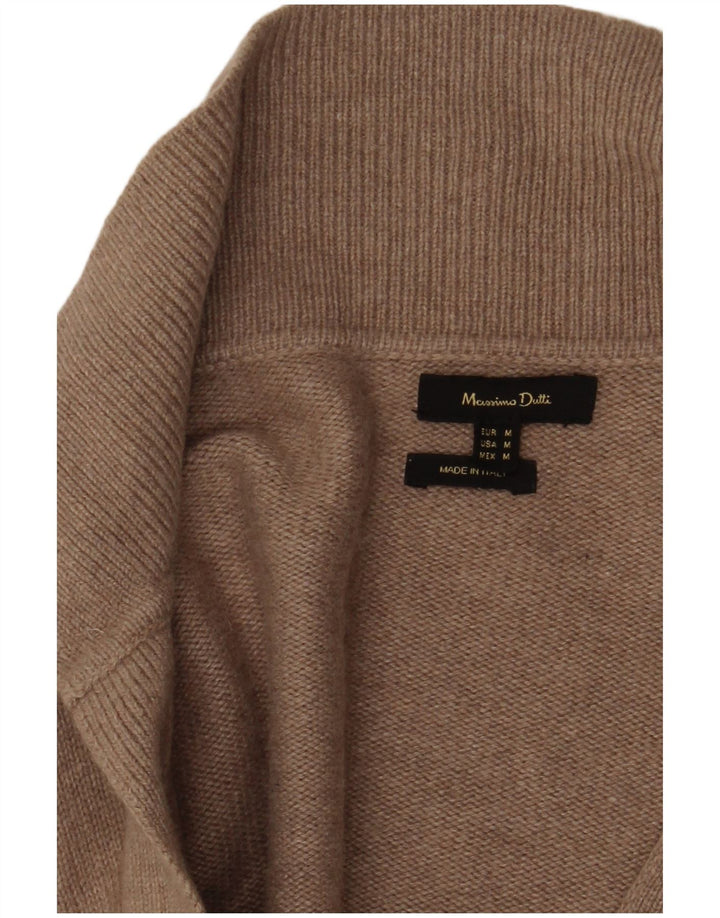 Massimo Dutti Dame Oversized Polo Neck Jumper Sweater UK 14 Medium Brun