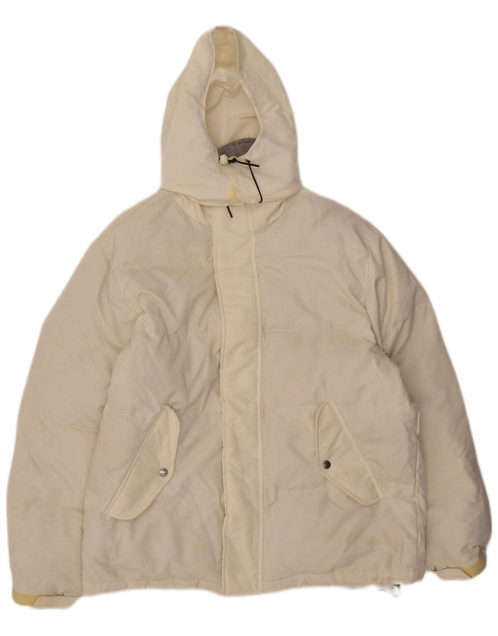 Invicta Herre Hætte Loose Fit Polstret Jakke UK 36 Small White Polyester