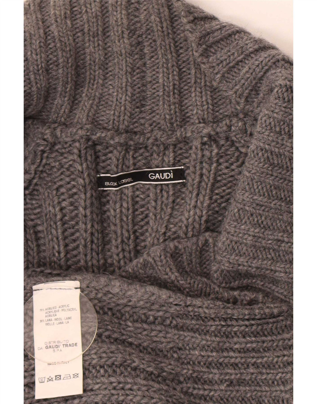 Gaudi Double Breasted Cardigan Sweater UK 12 Medium Grey Akryl