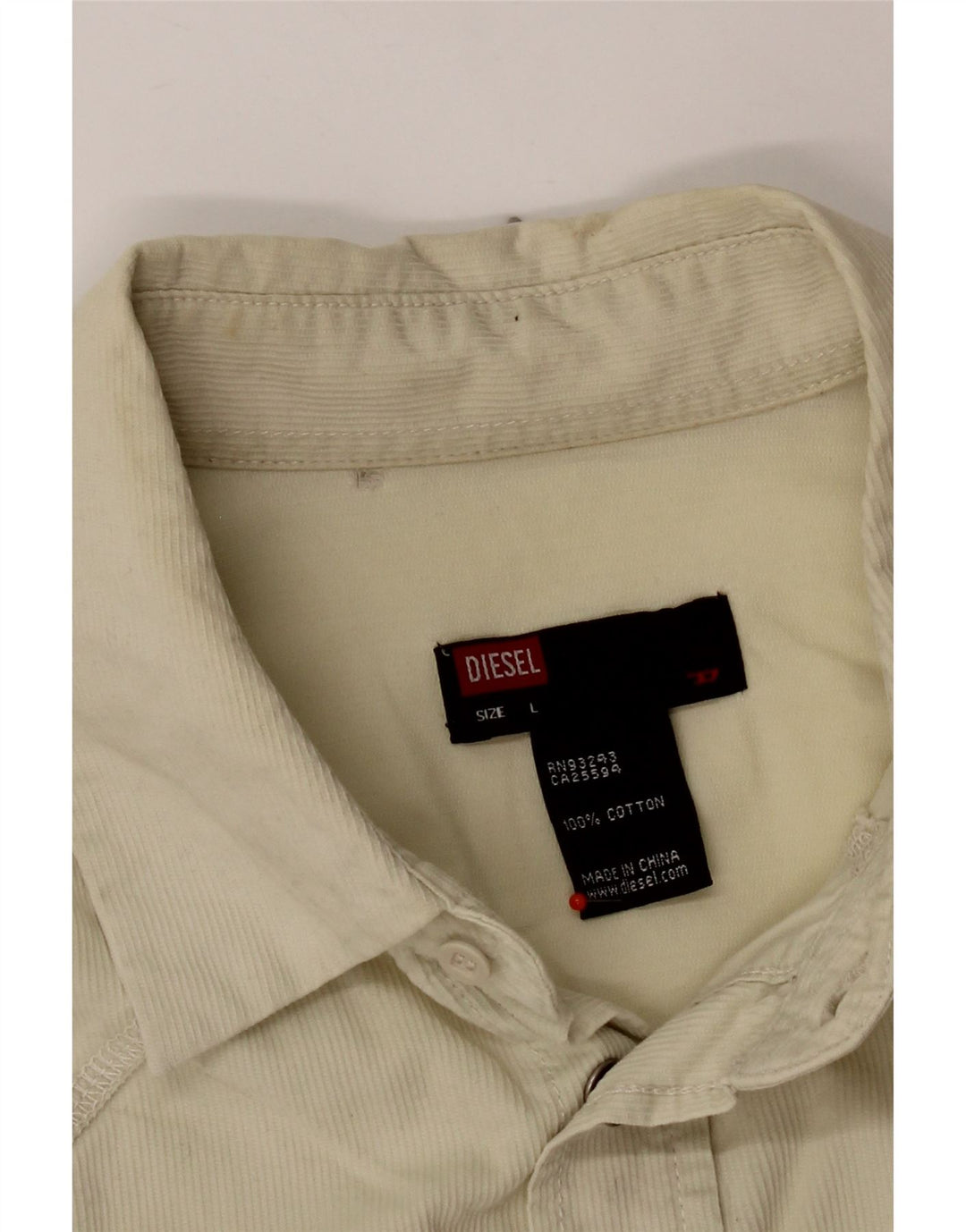 Diesel Herre Corduroy Skjorte Stor Beige Bomuld
