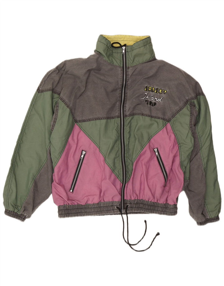 Vintage bomberjakke til mænd IT 52/54 XL Flerfarvet Colourblock Polyester