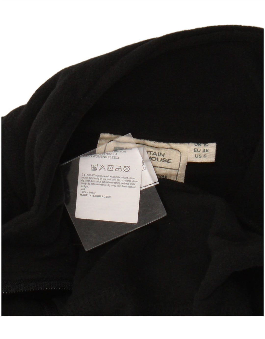 Mountain Warehouse Dame Crop Fleecejakke UK 10 Lille Sort Polyester