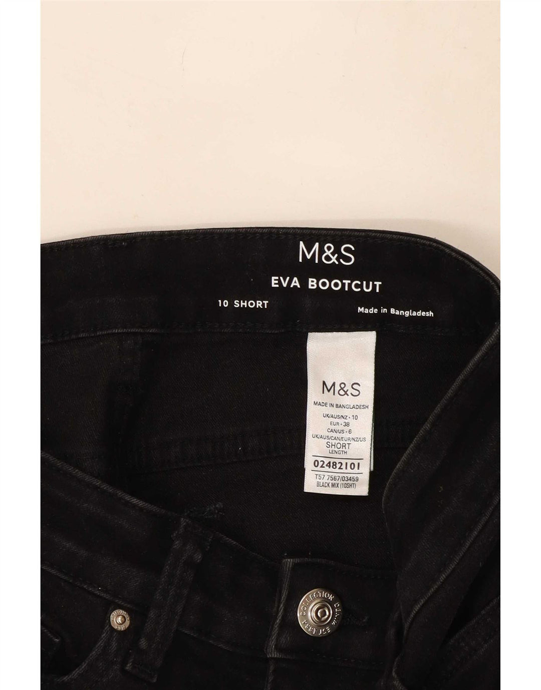 Marks & Spencer Dame Eva Bootcut Jeans UK 10 Small W27 L27 Black