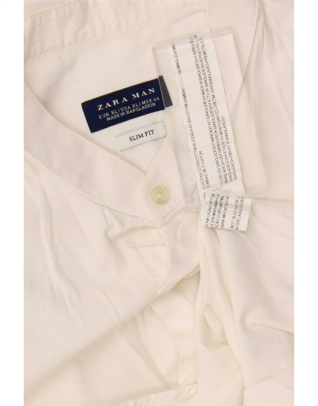 Zara Herre Slim Fit Shirt XL Hvid Bomuld