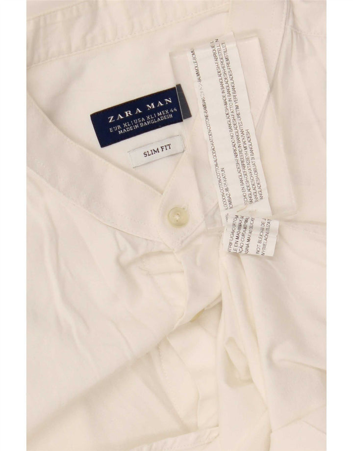 Zara Herre Slim Fit Shirt XL Hvid Bomuld