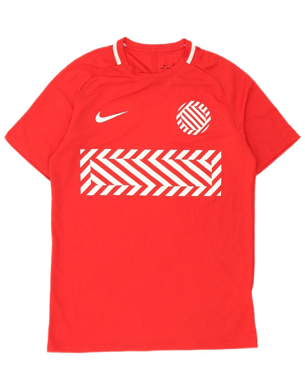 Nike Herre Dri Fit grafisk T-shirt Top Medium Rød Geometrisk Polyester