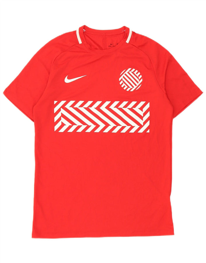 Nike Herre Dri Fit grafisk T-shirt Top Medium Rød Geometrisk Polyester