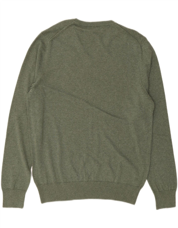 MARKS & SPENCER Herre V-hals sweater Stor grøn bomuld