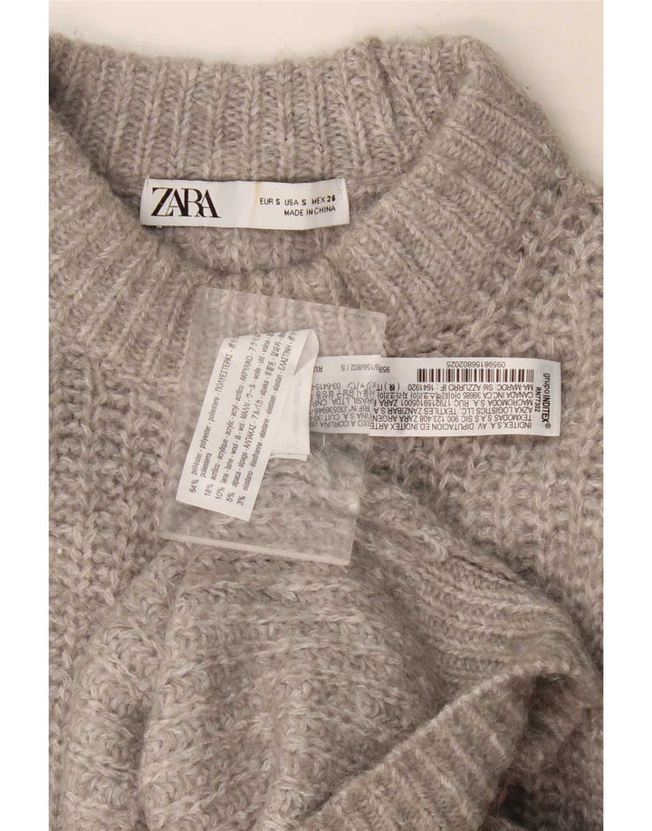 Zara Dame Oversized Turtle Neck Jumper Sweater UK 10 Small Grey Polyester