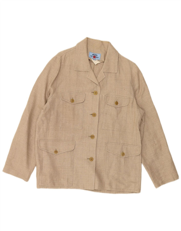 LES COPAINS Dame 4-knaps blazerjakke IT 46 Stor beige hør