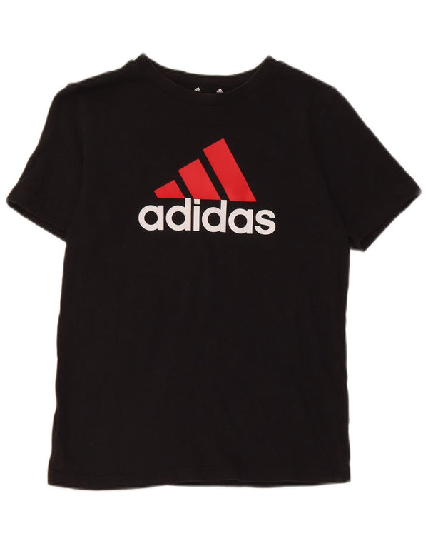 Adidas drenge grafisk t-shirt top 9-10 år sort bomuld