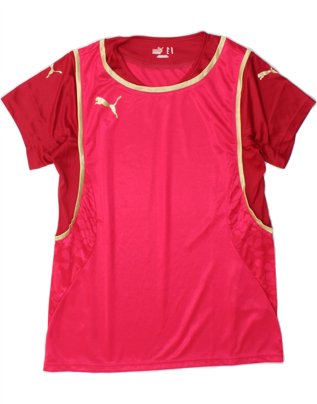 PUMA Womens T-Shirt Top UK 16 Large Red Colourblock Polyester Vintage Puma and Second-Hand Puma from Messina Hembry 