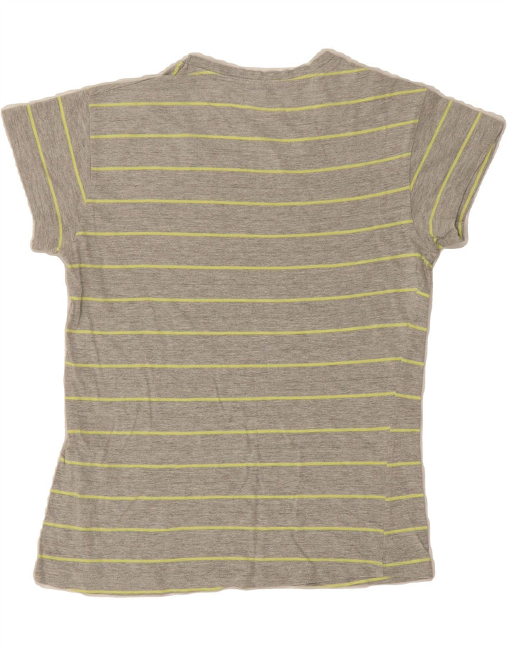 SUPERGA Womens T-Shirt Top UK 12 Medium Grey Striped Cotton Vintage Superga and Second-Hand Superga from Messina Hembry 