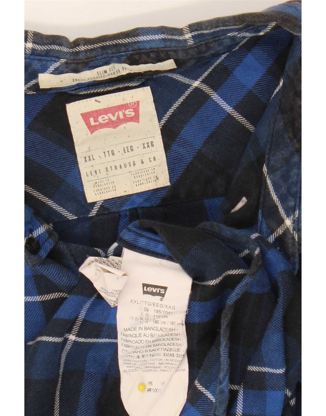 Levi's Herre Slim Fit Flanellskjorte 2XL Navyblå Ternet Bomuld