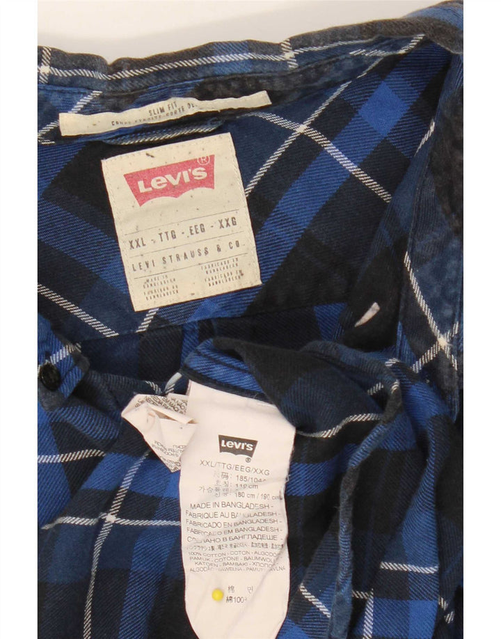 Levi's Herre Slim Fit Flanellskjorte 2XL Navyblå Ternet Bomuld