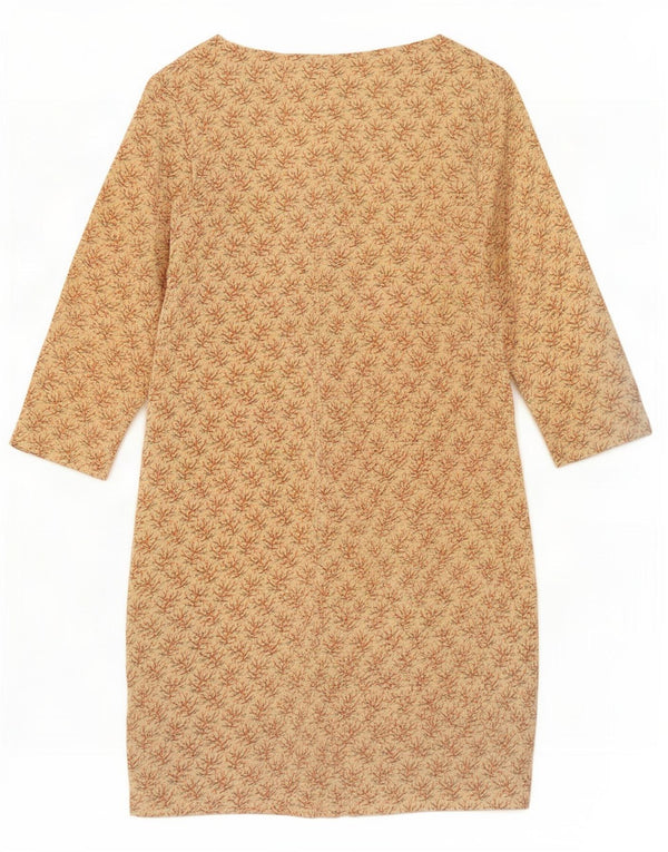 Vintage kvinders 3/4 ærmer Shift Dress UK 10 Small Beige Floral