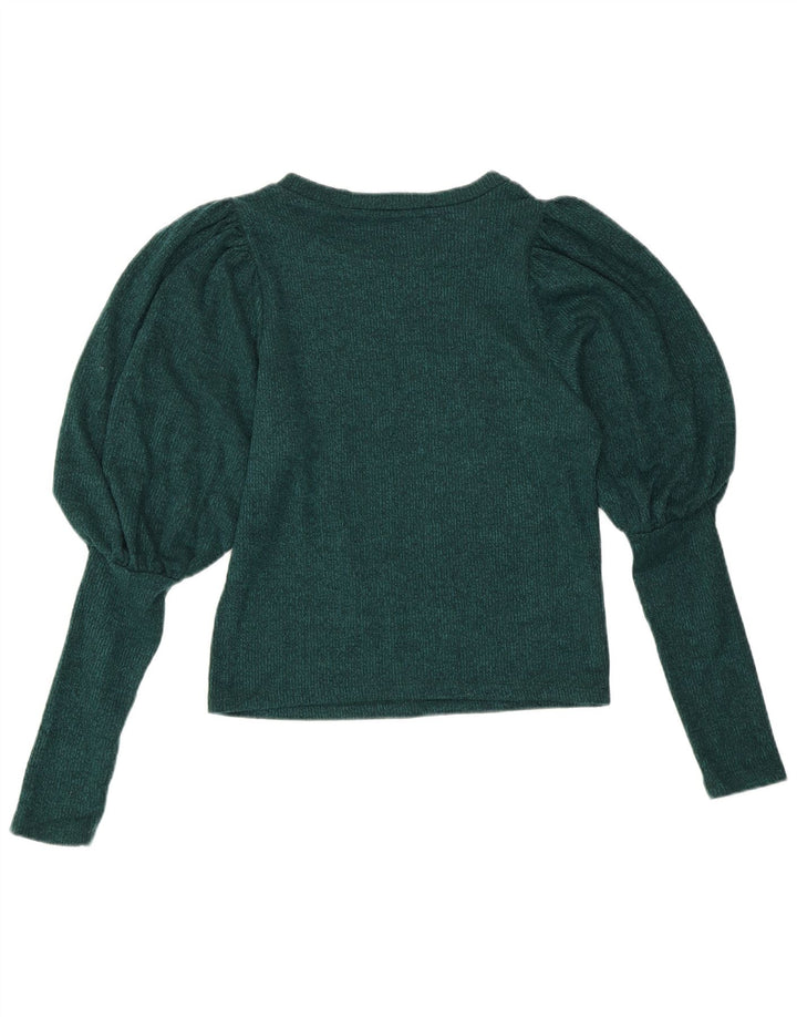 ZARA Dame Boat Neck Jumper Sweater UK 10 Small Green