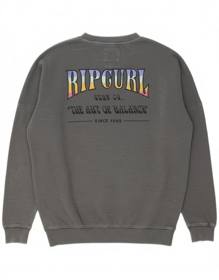 RIP CURL Mens Loose Fit Graphic Sweatshirt Jumper 2XS Grey Vintage Rip Curl and Second-Hand Rip Curl from Messina Hembry 