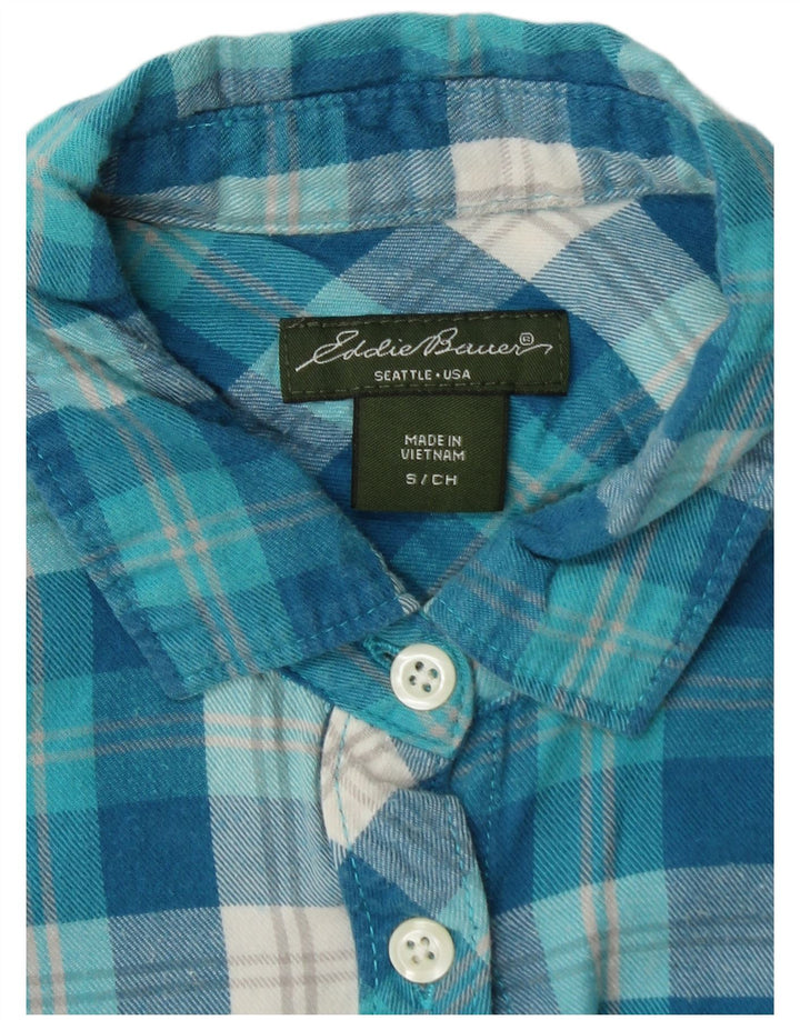 EDDIE BAUER Flanelskjorte til kvinder UK 10 Lille blå ternet bomuld
