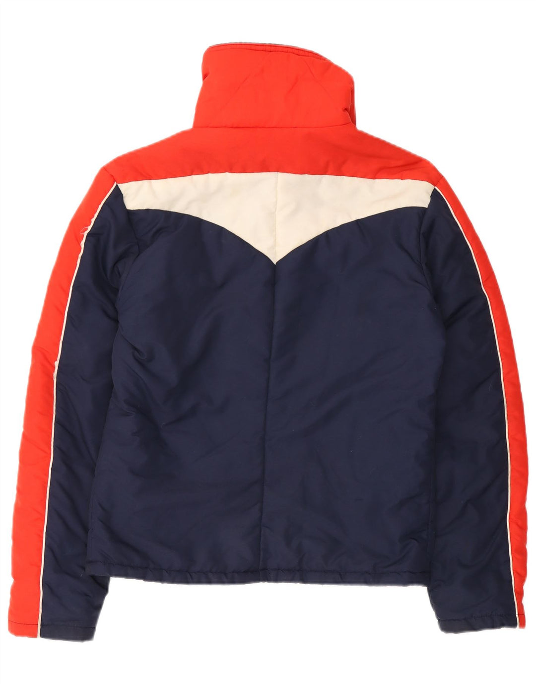 Vintage polstret damejakke UK 14 Large Navy Blue Colourblock